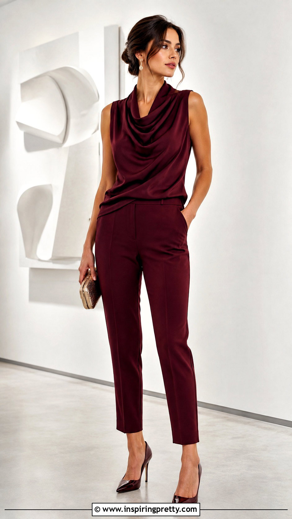 Cowl Drape Indo Western Top With Cigarette Pants - 50 Indo Western Tops outfit ideas