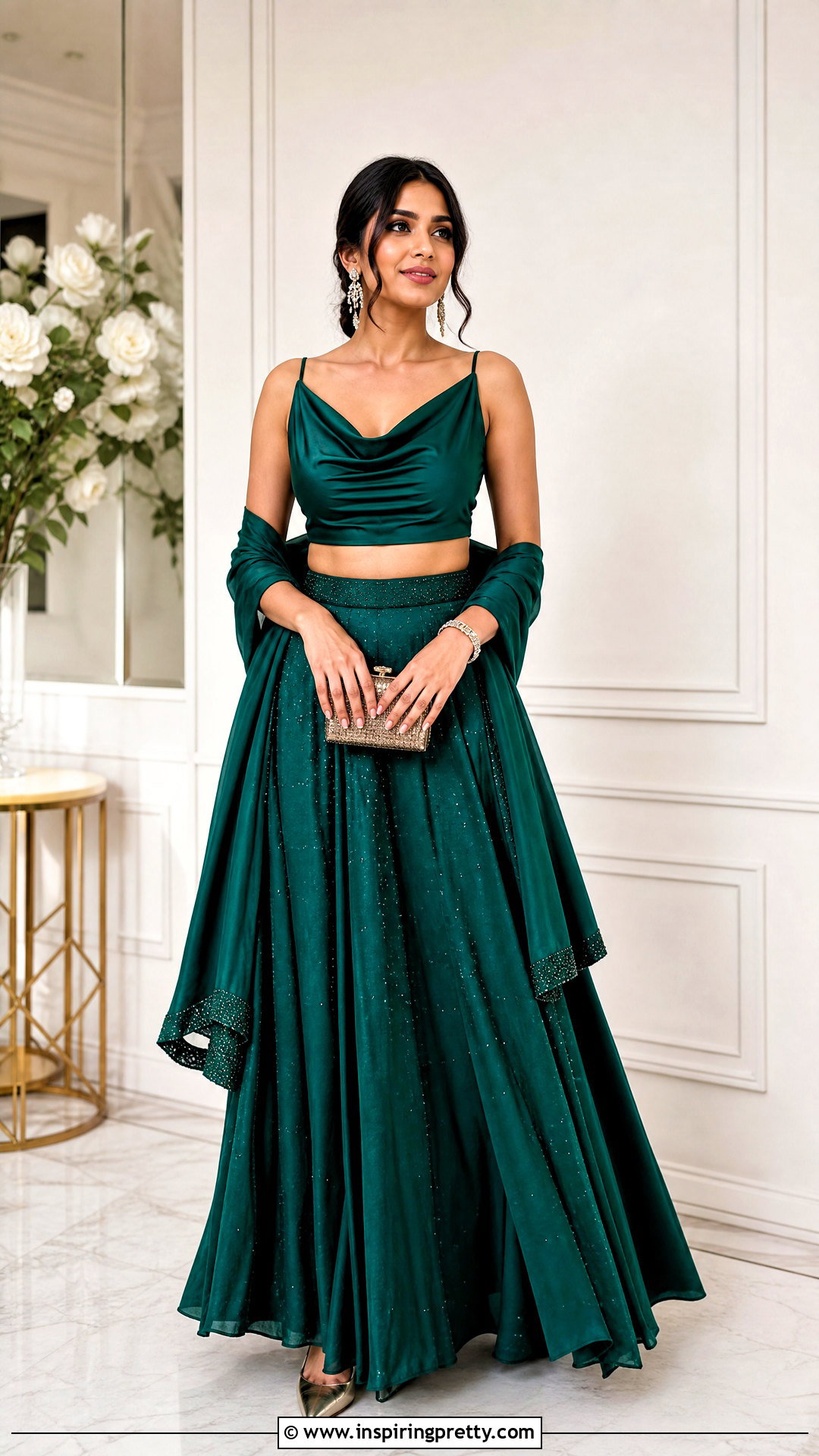 Cowl Neck Crop Top Lehenga - 50 lehenga blouse designs crop tops outfit ideas