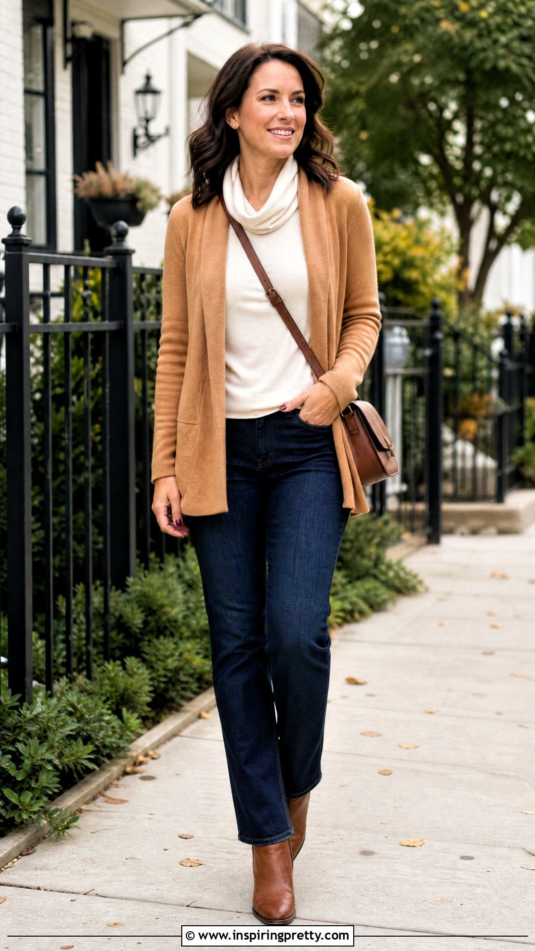 Cowl Neck Jersey Top With Cardigan And Jeans - 25 cowl neck jersey top outfit ideas