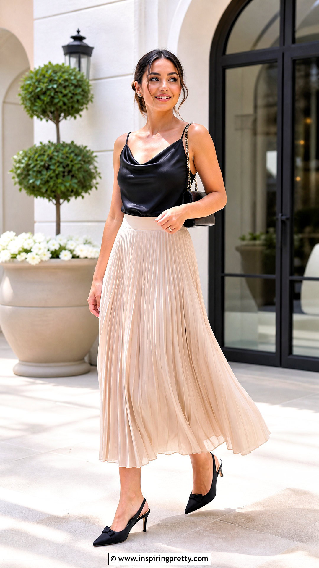 Cowl Neck Satin Tank Top With Midi Skirt - 20 satin tank tops for women