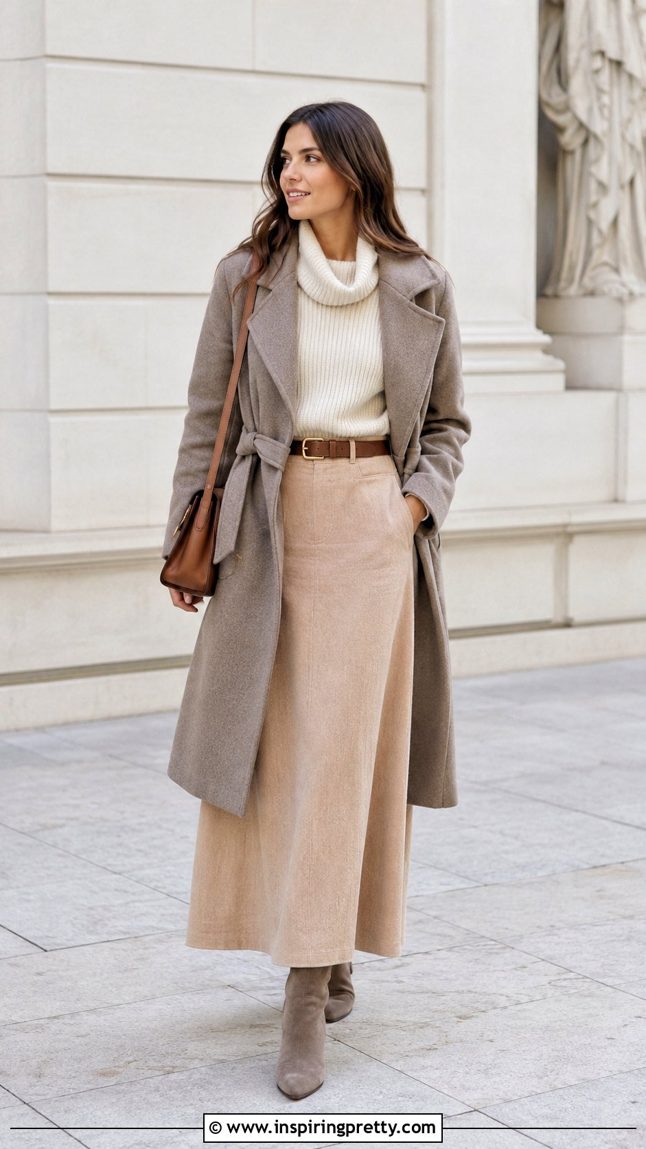 Cowl Neck Sweater With Maxi Skirt And Boots - 20 cowl neck top sweater outfit ideas