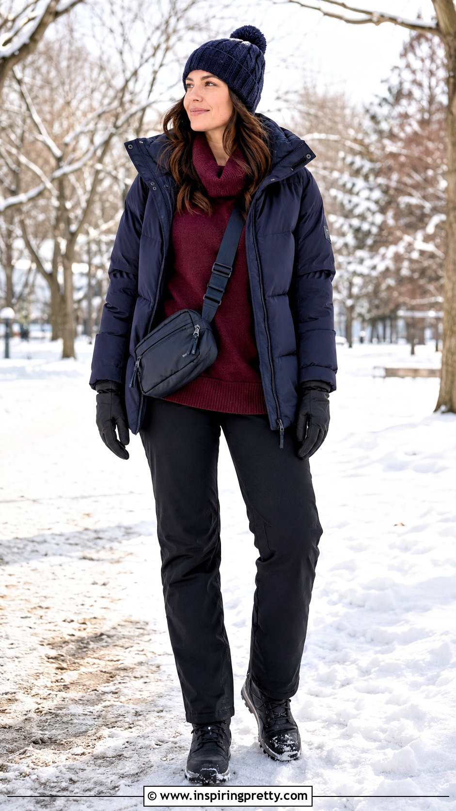 Cowl Neck Sweater With Puffer Jacket And Winter Boots - 20 cowl neck top sweater outfit ideas