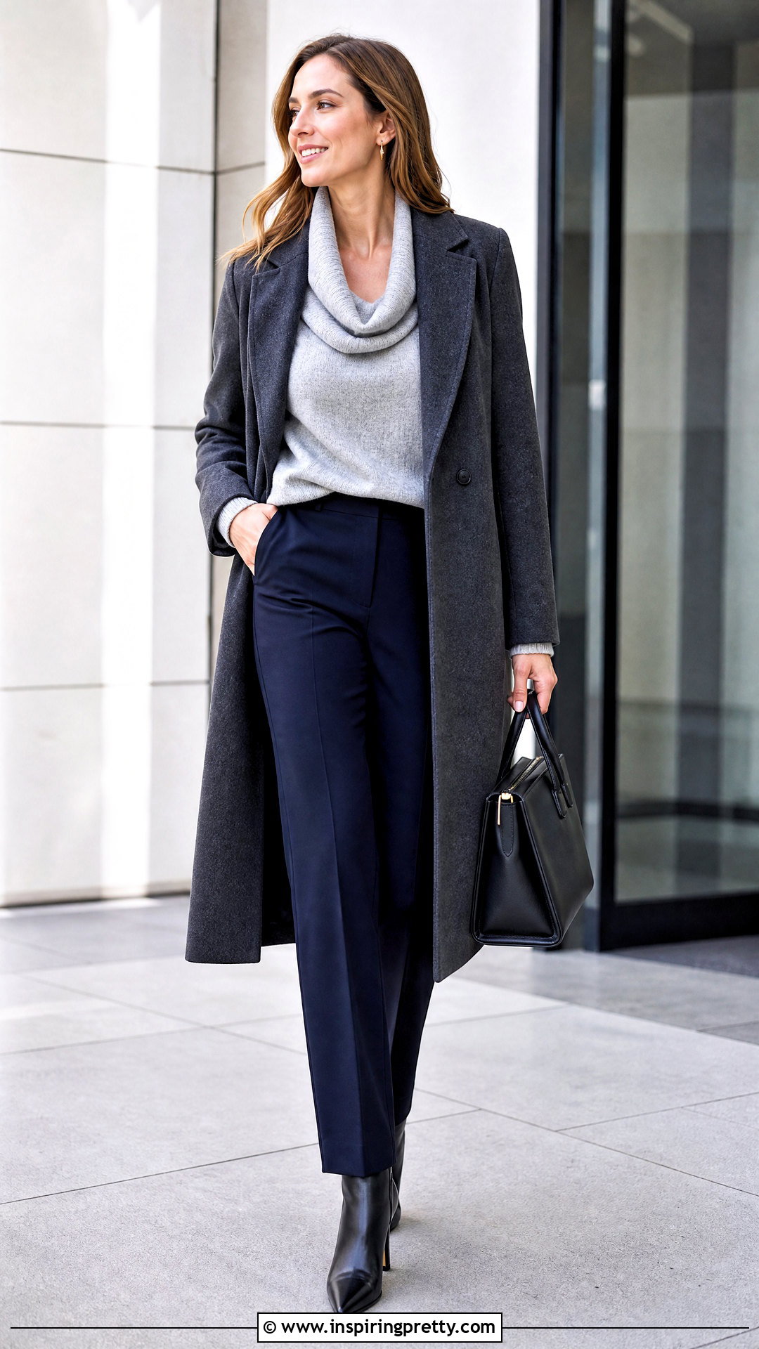 Cowl Neck Sweater With Straight Trousers - 50 winter tops for women