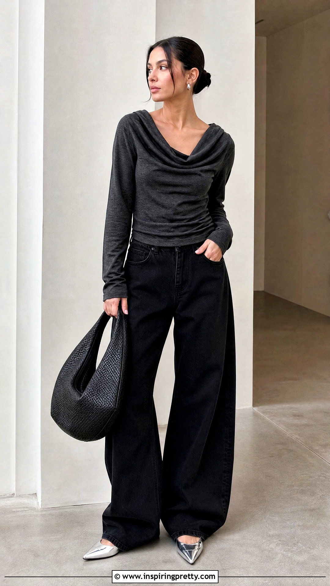 Cowl Neck Top With Baggy Jeans - 50 tops to wear with baggy jeans