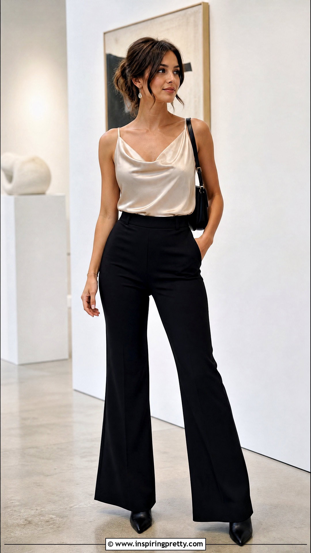 Cowl Neck Top With Flared Pants - 50 modern tops for women