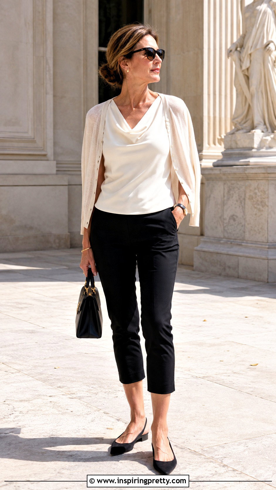 Cowl Top With Capri Pants - 50 cowl top outfit ideas