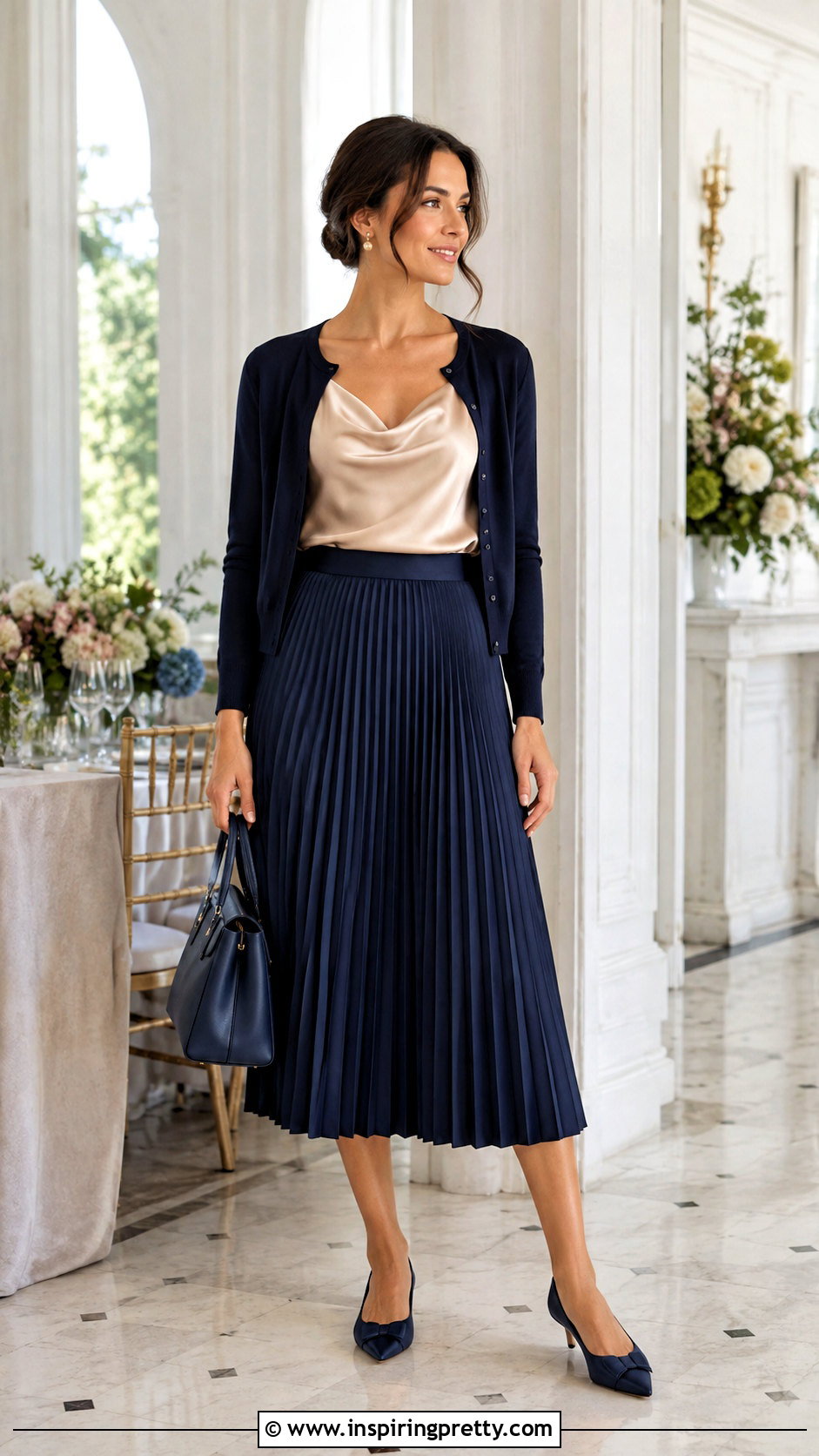 Cowl Top With Cropped Cardigan And Midi Skirt - 50 cowl top outfit ideas