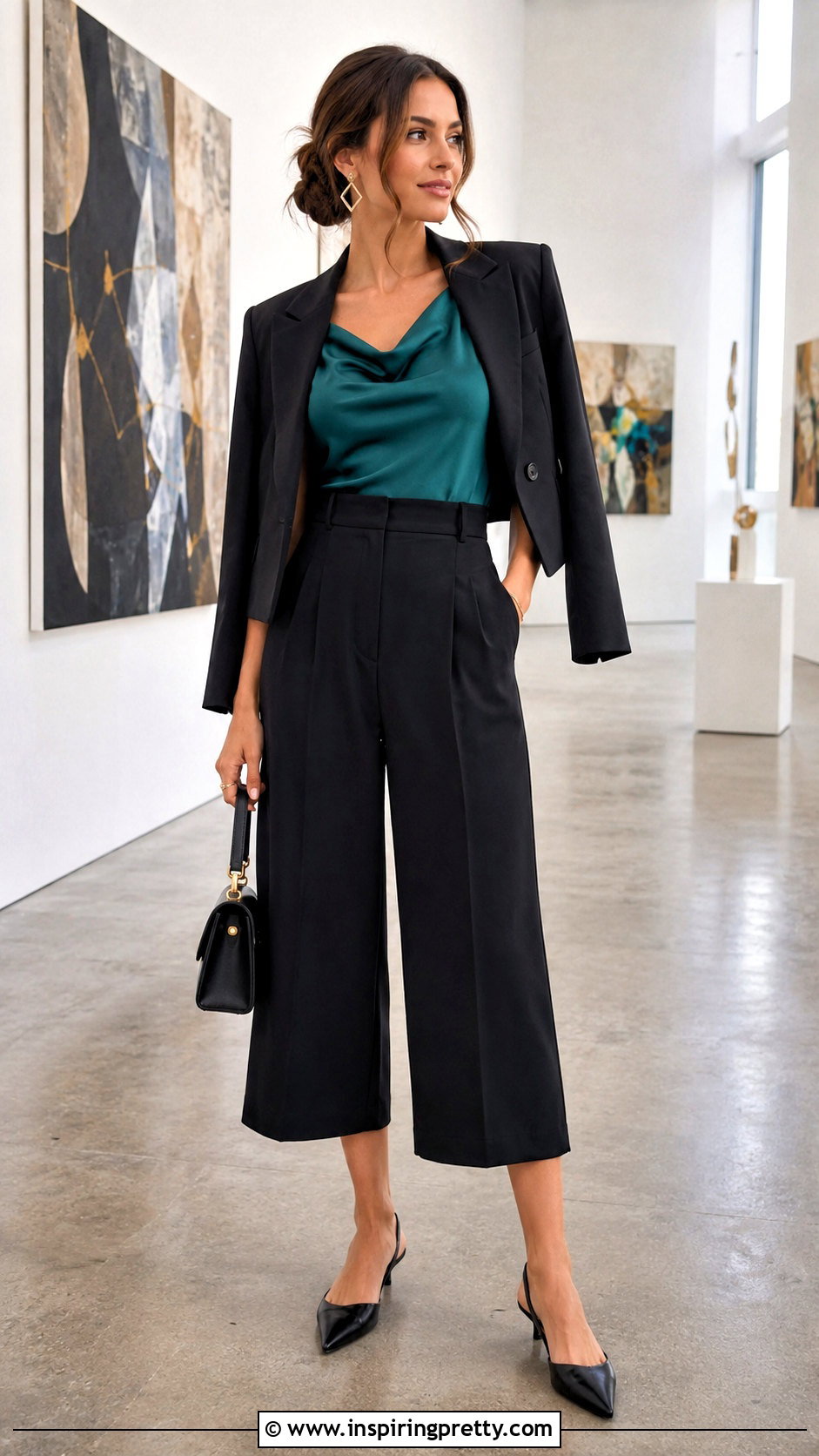 Cowl Top With Culottes - 50 cowl top outfit ideas