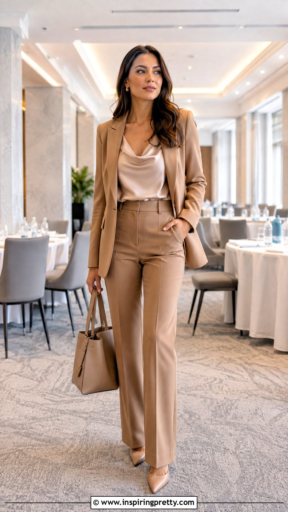Cowl Top With Matching Blazer And Pants - 50 cowl top outfit ideas