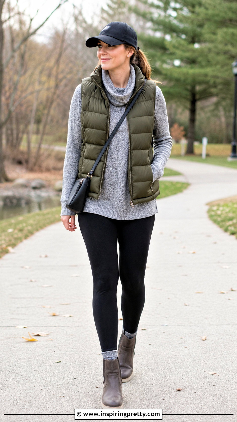 Cowl Top With Puffer Vest And Leggings - 50 cowl top outfit ideas