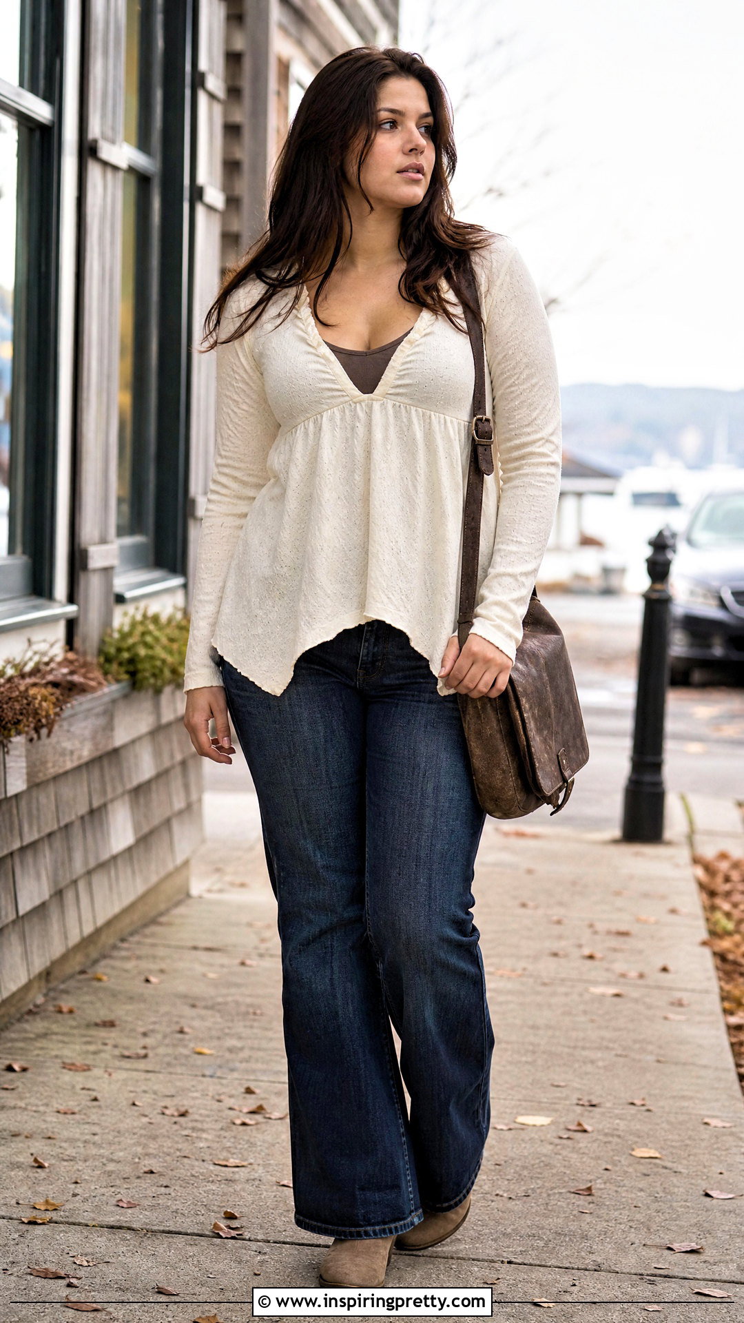 Cream Bella Swan Babydoll Top With Dark Wash Jeans - 25 bella swan babydoll top outfit ideas