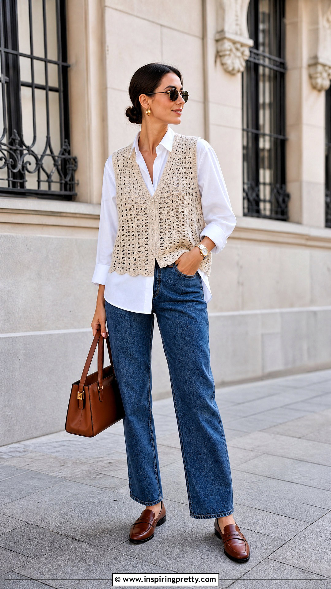 Cream Crochet Vest With White Button Down Shirt - 20 crochet tops on hangers