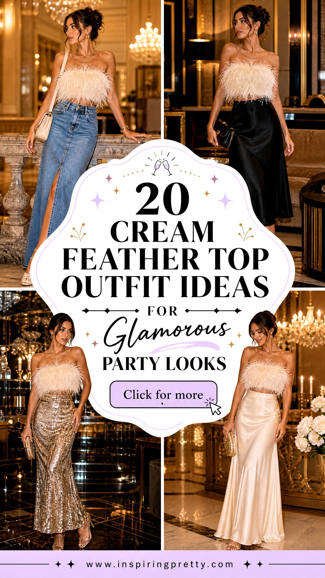 20 Cream Feather Top Outfit Ideas for Glamorous Party Looks - 20 Cream Feather Top Outfit Ideas for Glamorous Party Looks