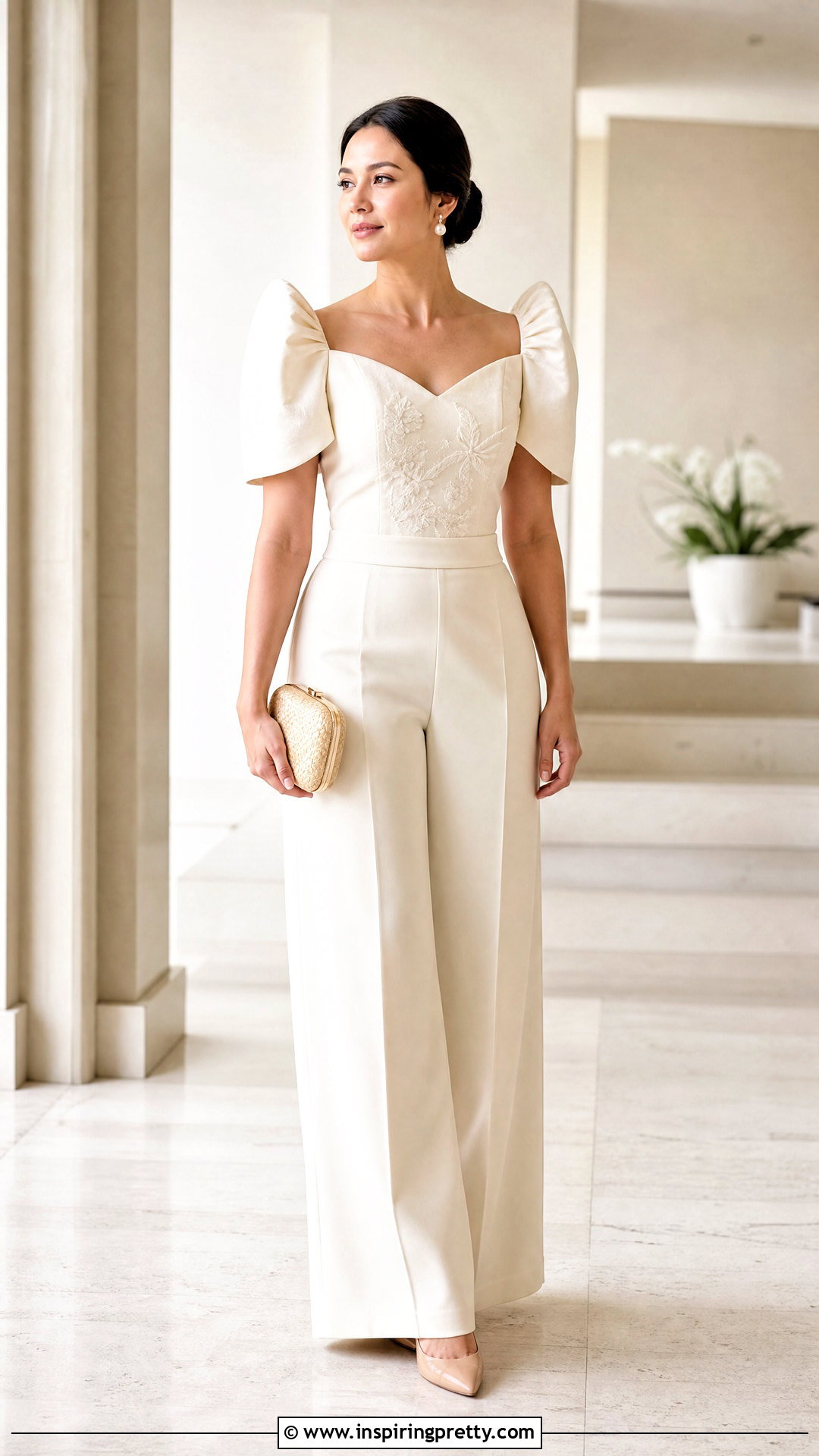 Cream Monochrome Filipiniana Top And Pants - 50 modern filipiniana top and pants