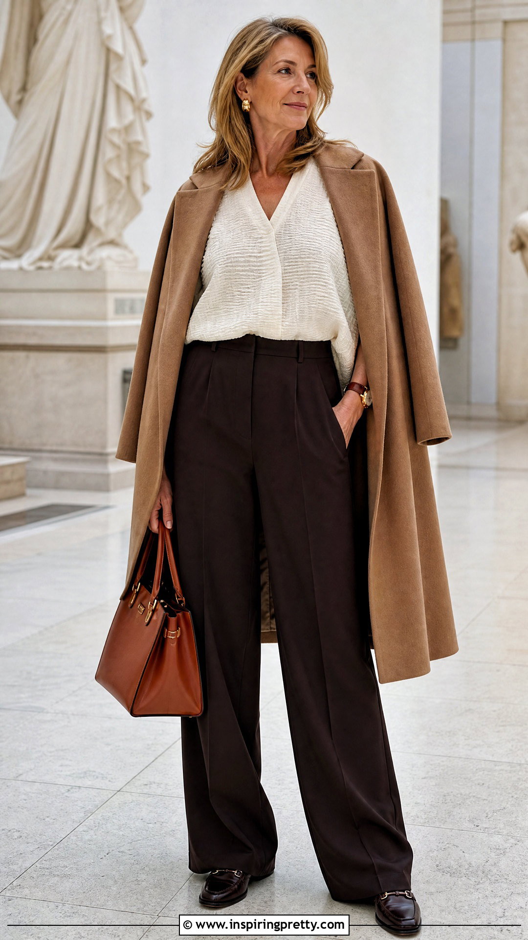 Cream Shivonne Textured Top With Brown Trousers - 25 Shivonne Tops outfit ideas