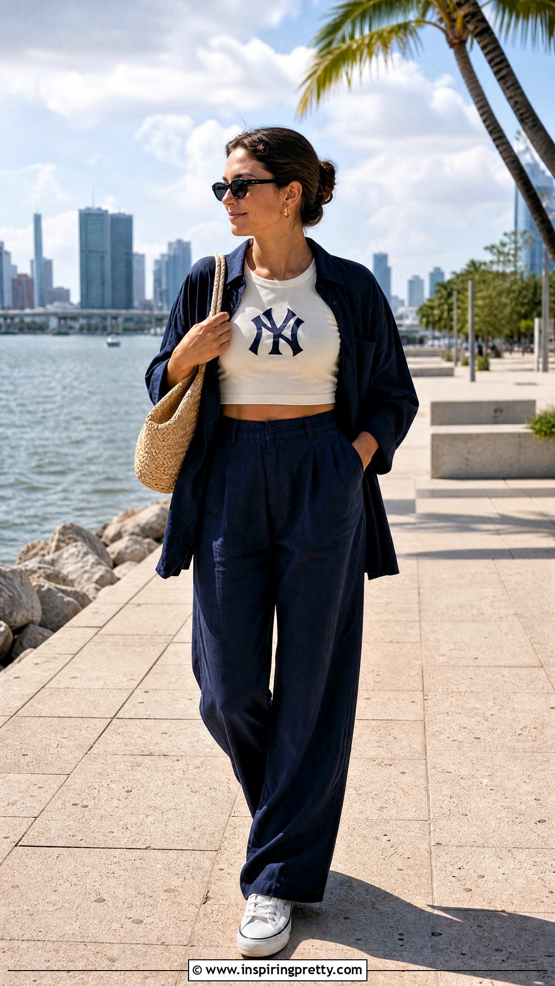 Cream Yankees Crop Top With Linen Pants - 20 new york yankees crop tops