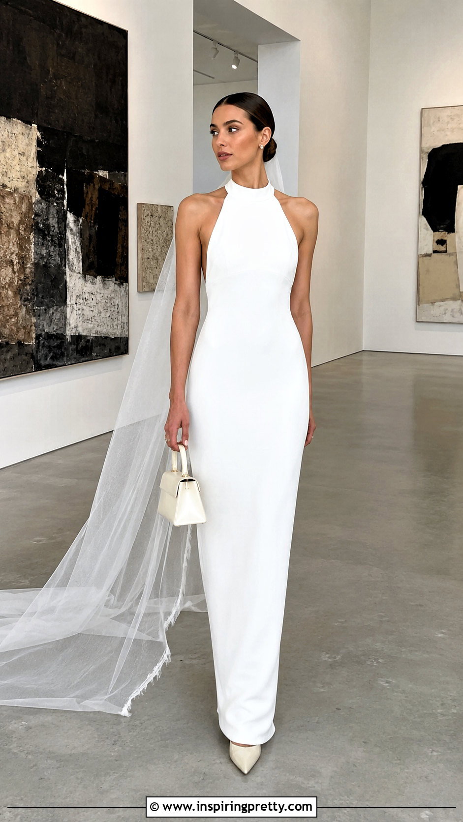 Crepe Halter Wedding Dress With Minimal Jewelry - 50 halter top wedding dress outfit ideas