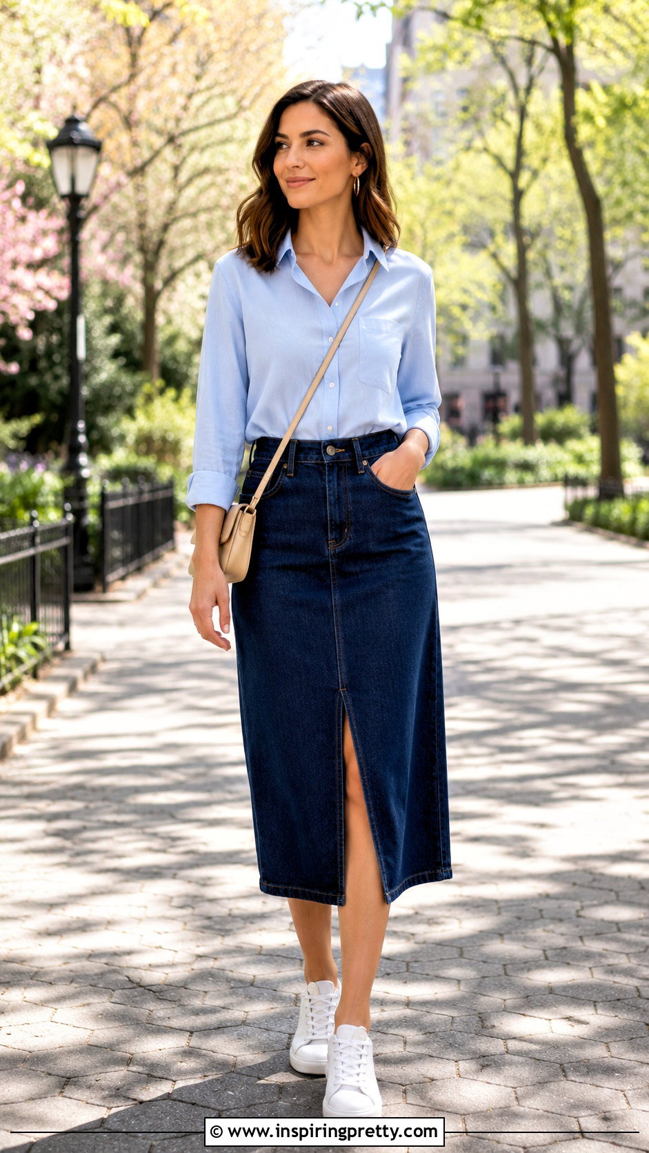 Crepe Shirt Top With Denim Skirt - 50 crepe top styles