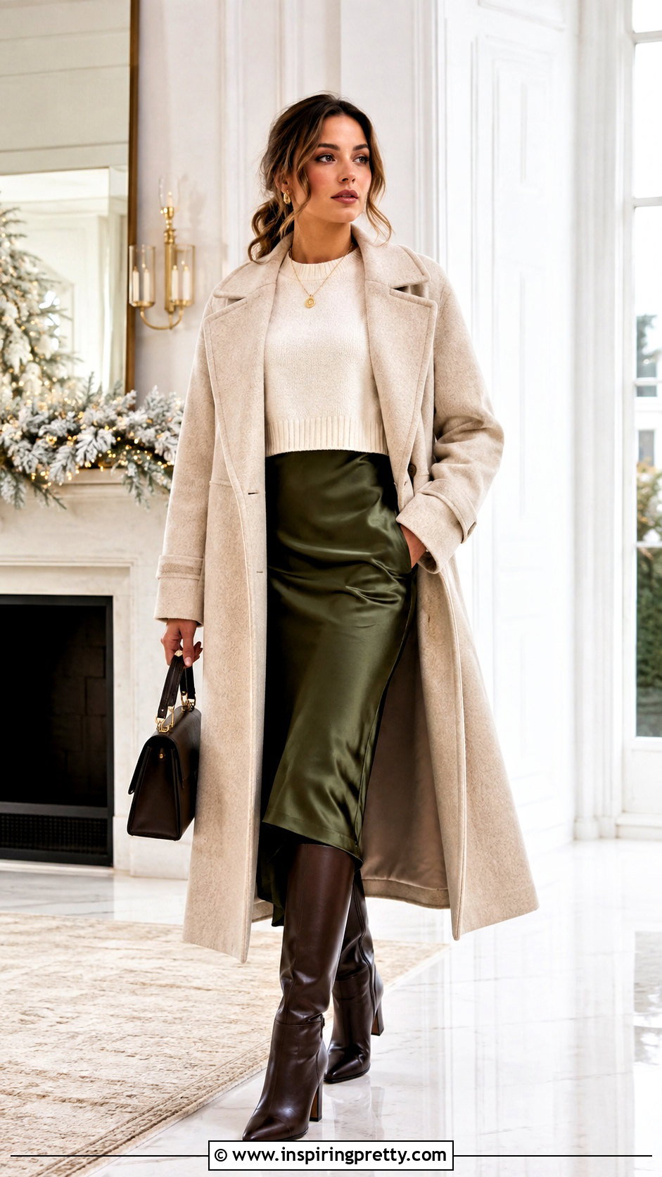 Crew Neck Sweater With A Slip Dress - 50 cute winter tops outfit ideas