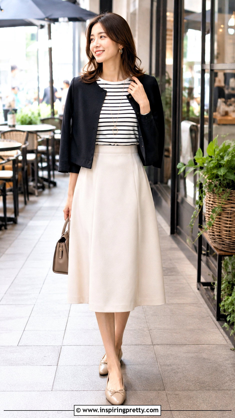 Crew Neck Top With A Line Skirt - 50 top neck designs