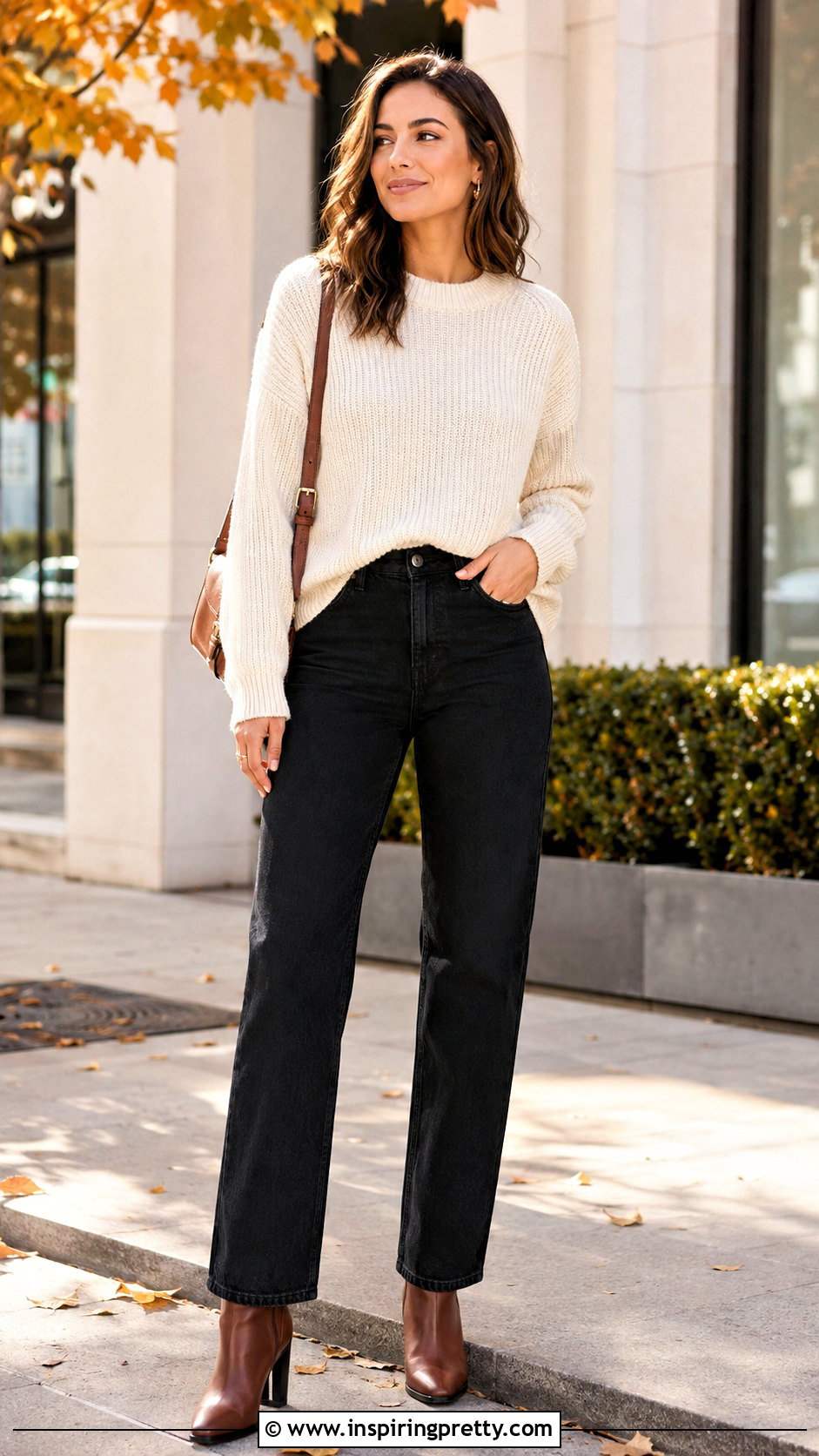 Crewneck Sweater With Black Jeans - What Tops Go With Black Jeans (25 Ways)