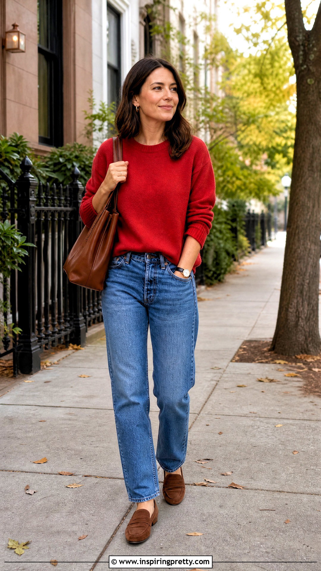 Crewneck Sweater and Relaxed Jeans Outfit - 50 tops to wear with jeans