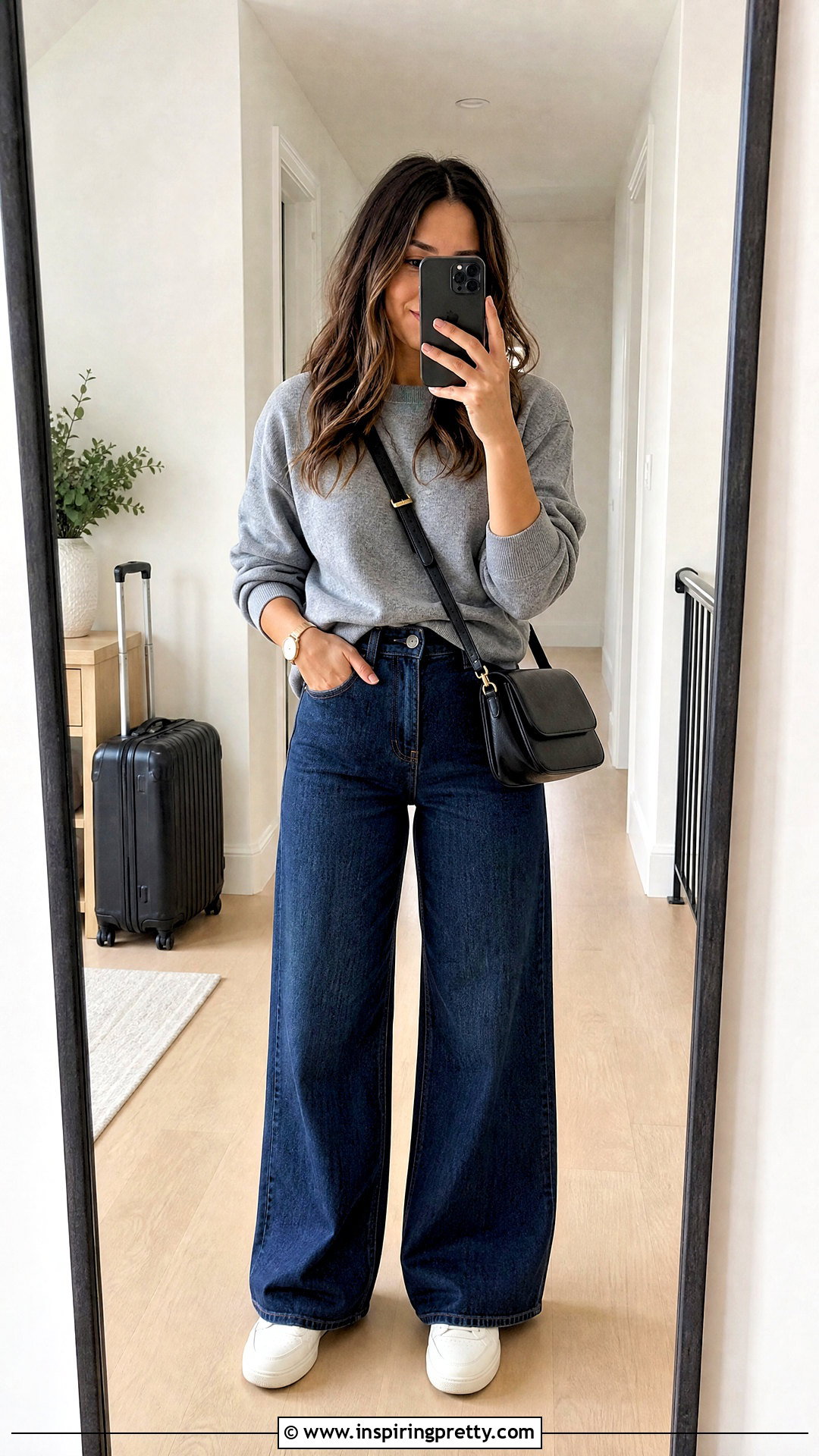 Crewneck Sweatshirt With Wide Leg Jeans - What Kind Of Tops To Wear With Wide Leg Jeans (25 Ways)