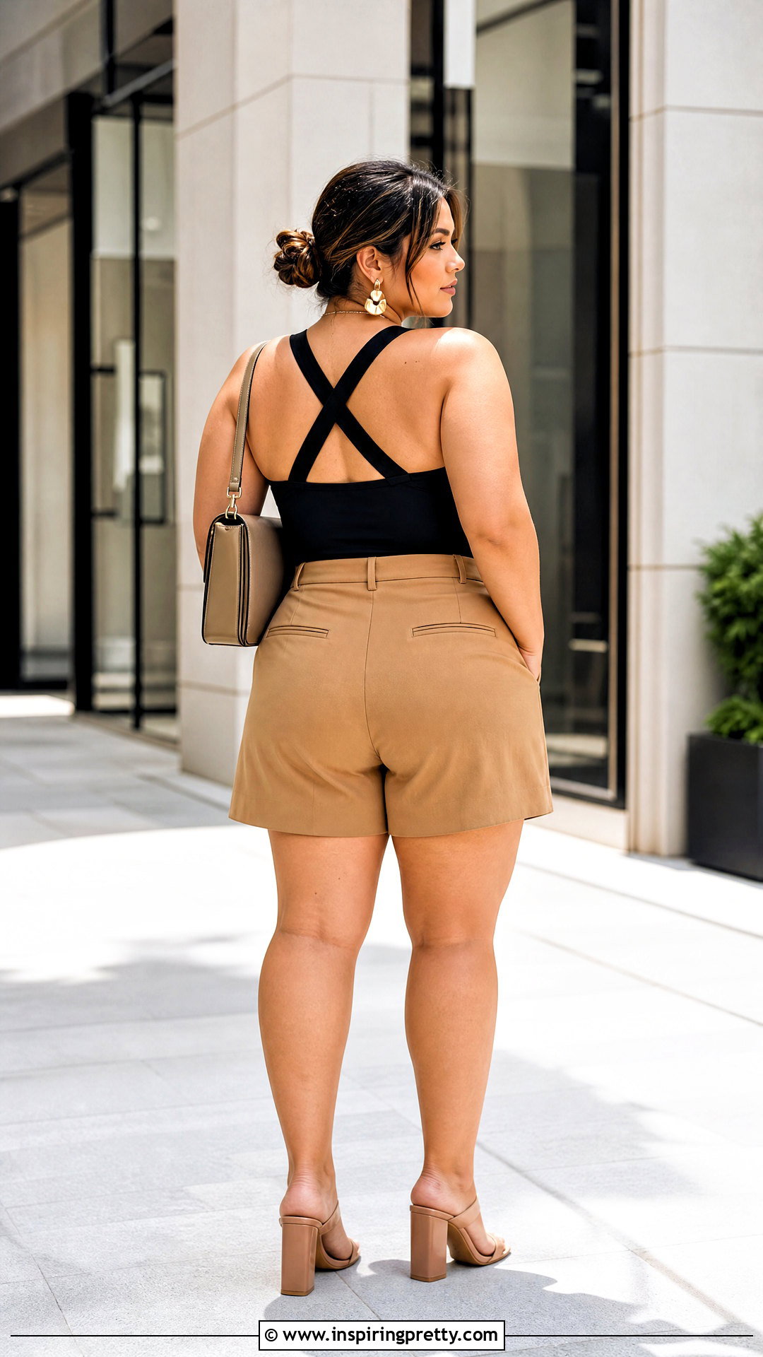 Criss Cross Back Bodysuit With Tailored Shorts - 20 criss-cross back top designs