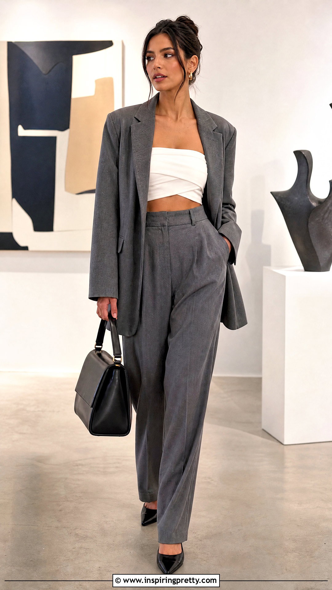 Criss Cross Tube Top With Blazer And Trousers - 25 Criss Cross Tube Top outfit ideas