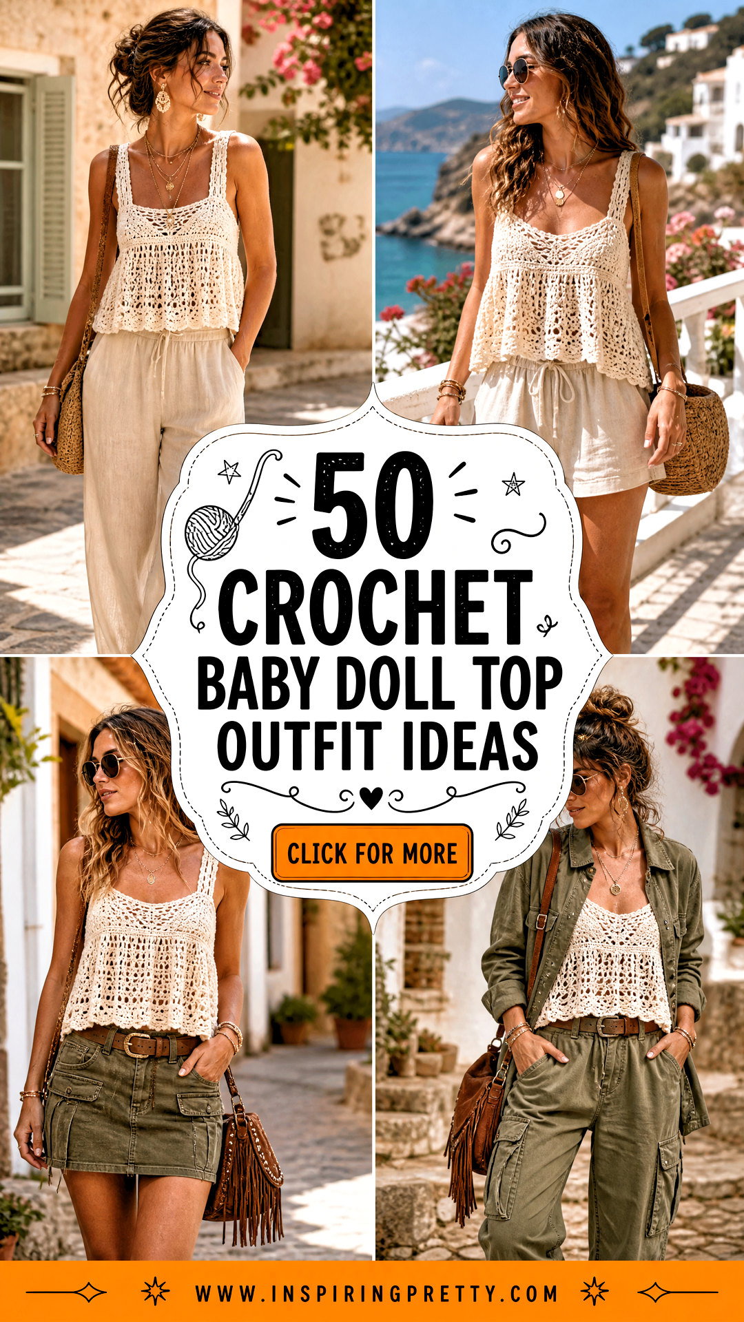 50 Crochet Baby Doll Top Outfit Ideas for Romantic Summer Style - 50 Crochet Baby Doll Top Outfit Ideas for Romantic Summer Style