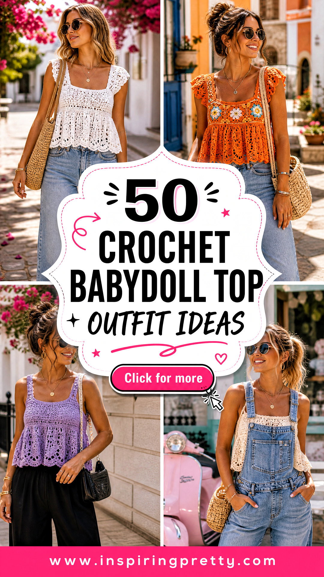 50 Crochet Babydoll Top Outfit Ideas for Dreamy Summer Style - 50 Crochet Babydoll Top Outfit Ideas for Dreamy Summer Style