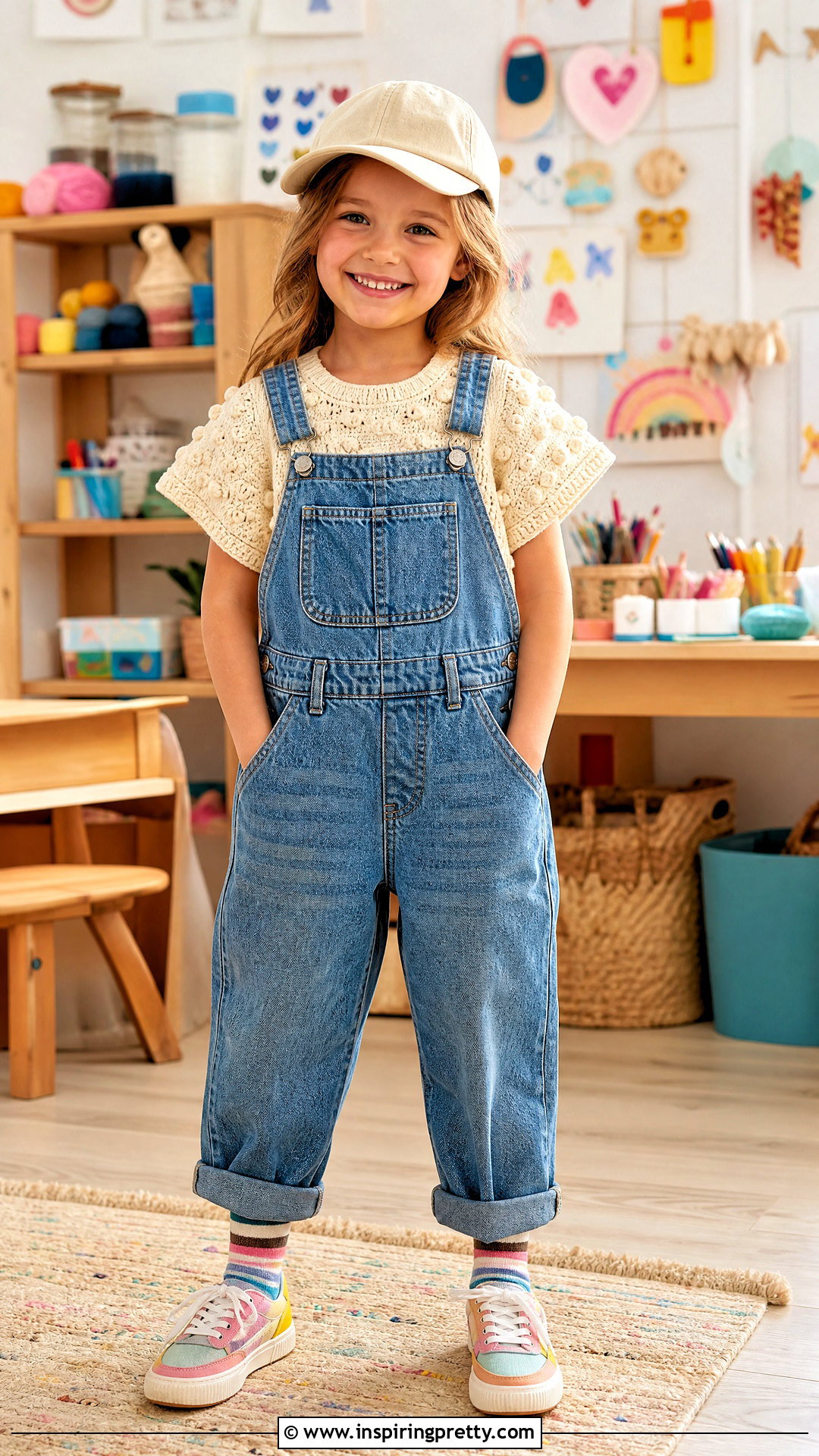Crochet Bobble Top With Denim Overalls - 50 crochet top for kids