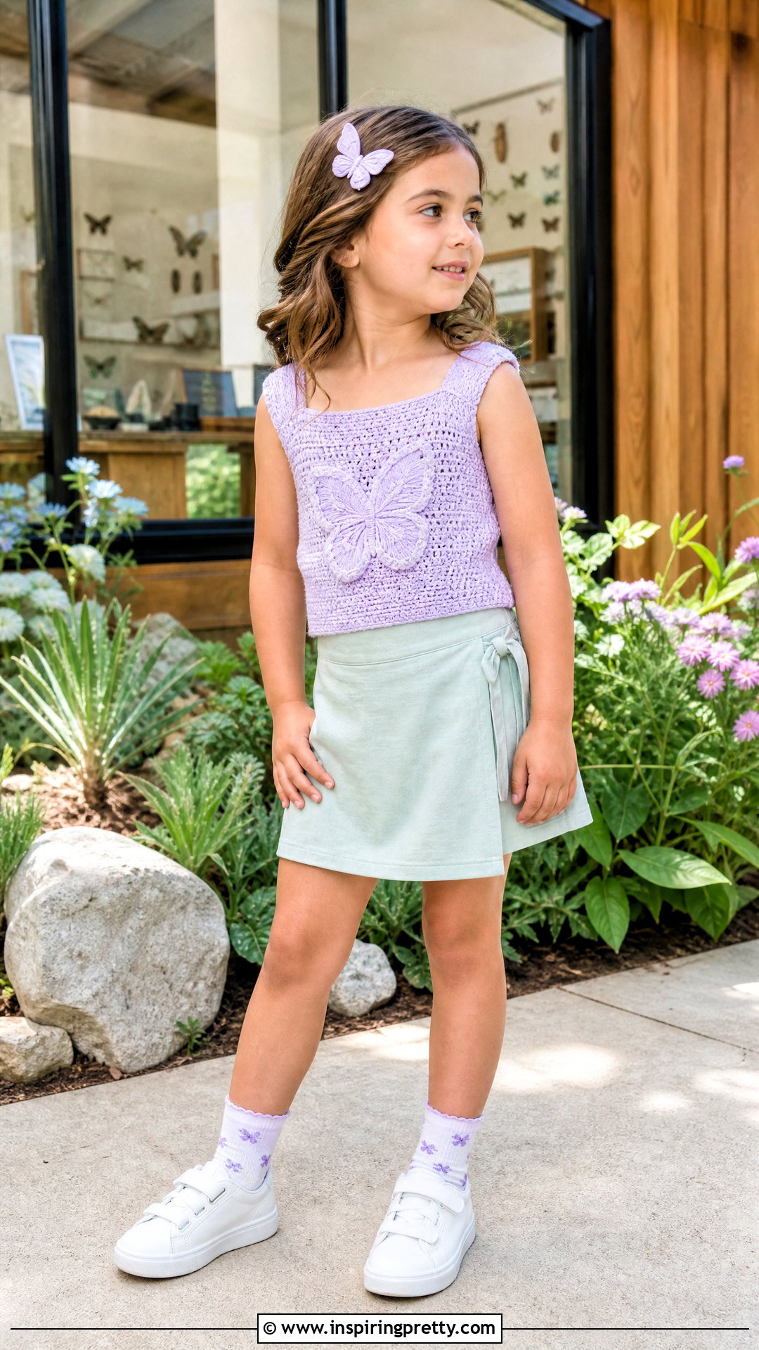 Crochet Butterfly Top With Cotton Skort - 50 crochet top for kids