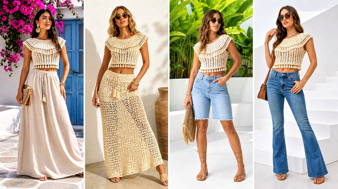 20 Crochet Cleopatra Top Outfit Ideas for Boho Summer Style