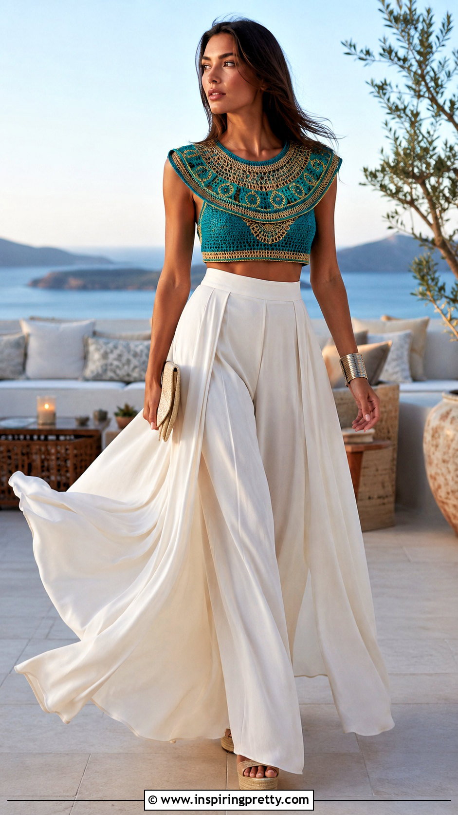 Crochet Cleopatra Top With Palazzo Pants - 20 Crochet Cleopatra Top outfit ideas