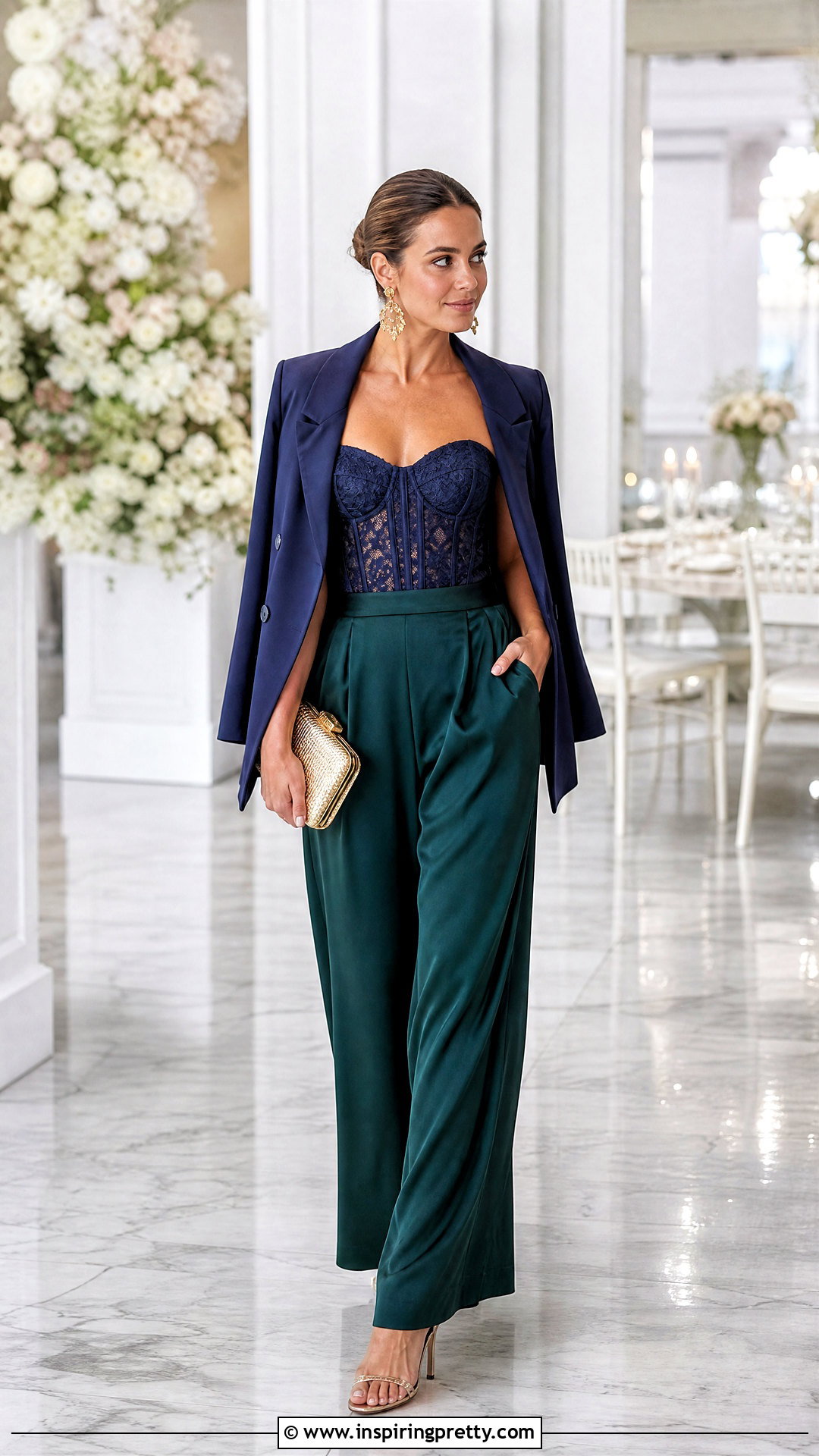 Crochet Corset Top With Silk Wide Leg Pants - 50 crochet corset top outfit ideas