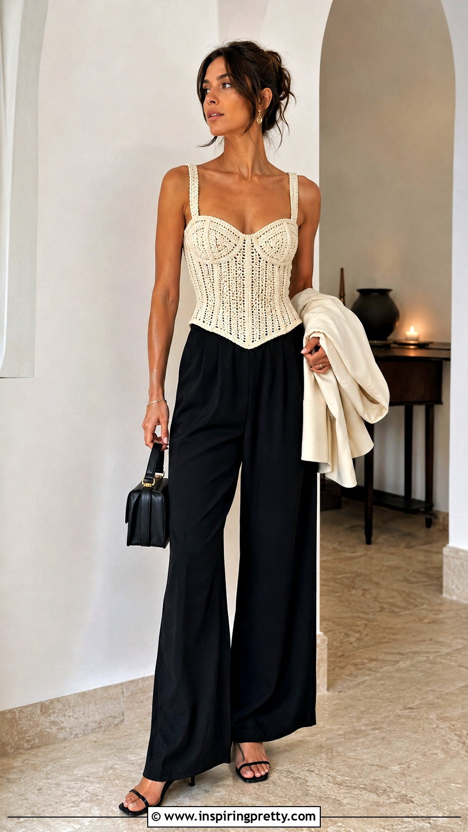 Crochet Corset Top With Wide Leg Pants - 50 crochet tops for women