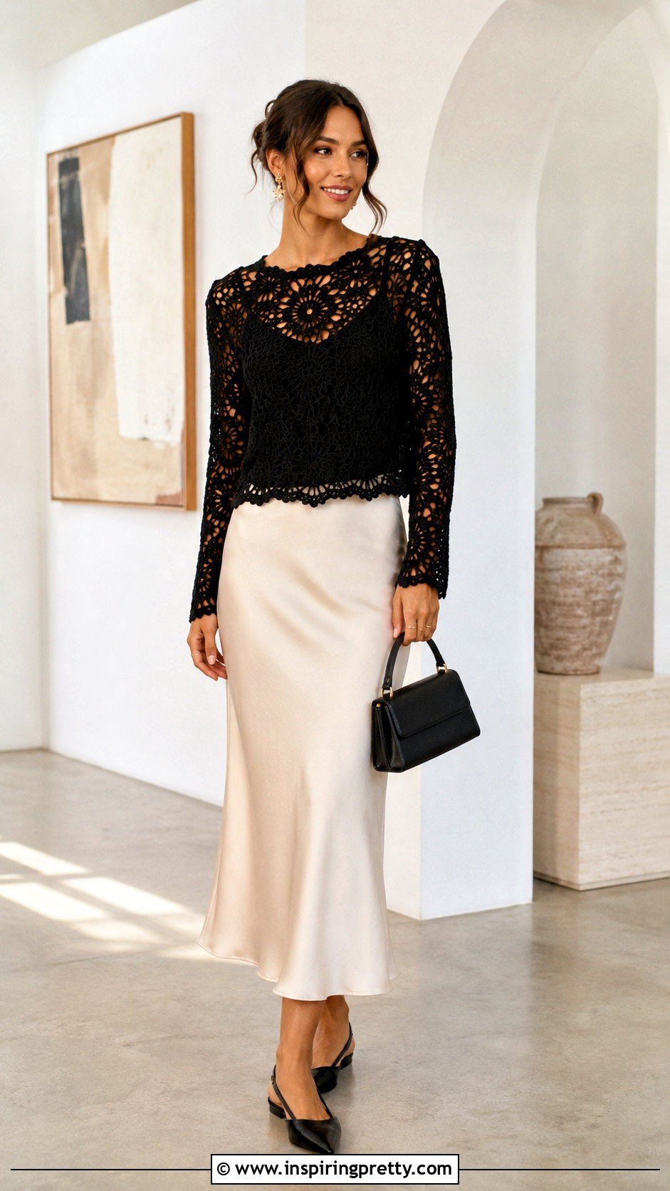 Crochet Crazy Love Top With Satin Midi Skirt - 20 Crochet Crazy Love Top outfit ideas