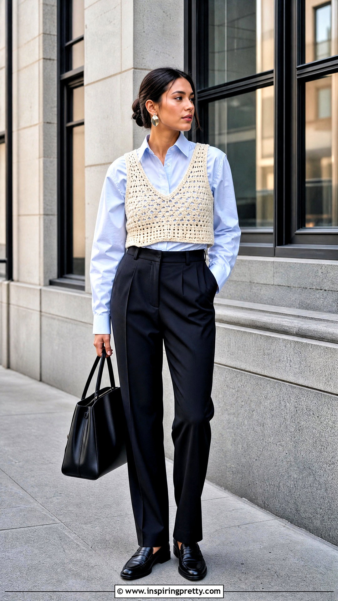 Crochet Crop Top Over A Button Down Shirt - 50 top cropped croche outfit ideas