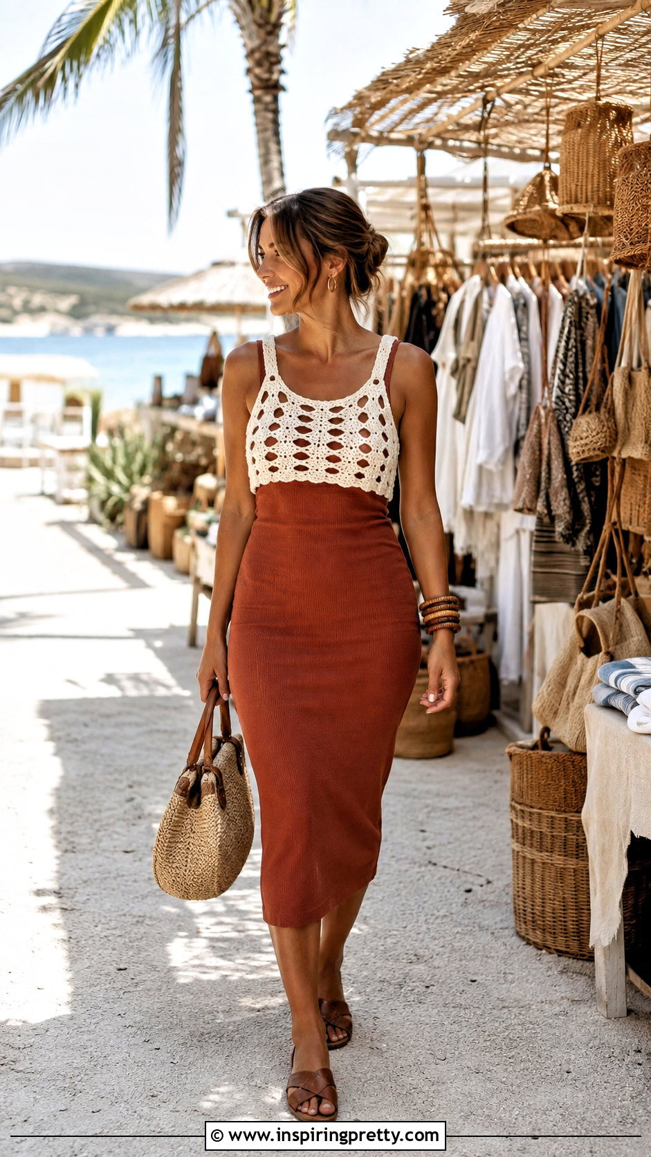 Crochet Crop Top Over Cotton Bodycon Dress - 25 Crop Top Over Bodycon Dress outfit ideas