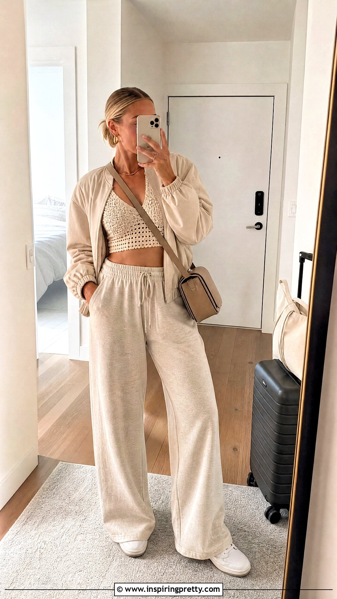 Crochet Crop Top With High Waisted Joggers - 50 crop top crochet outfit ideas