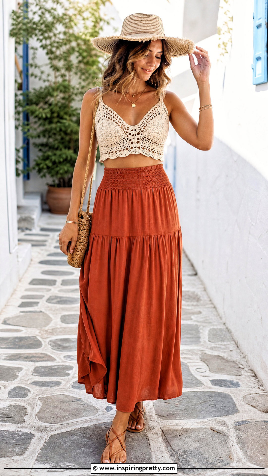 Crochet Crop Top With Maxi Skirt - 20 Pics Of Crop Tops outfit ideas