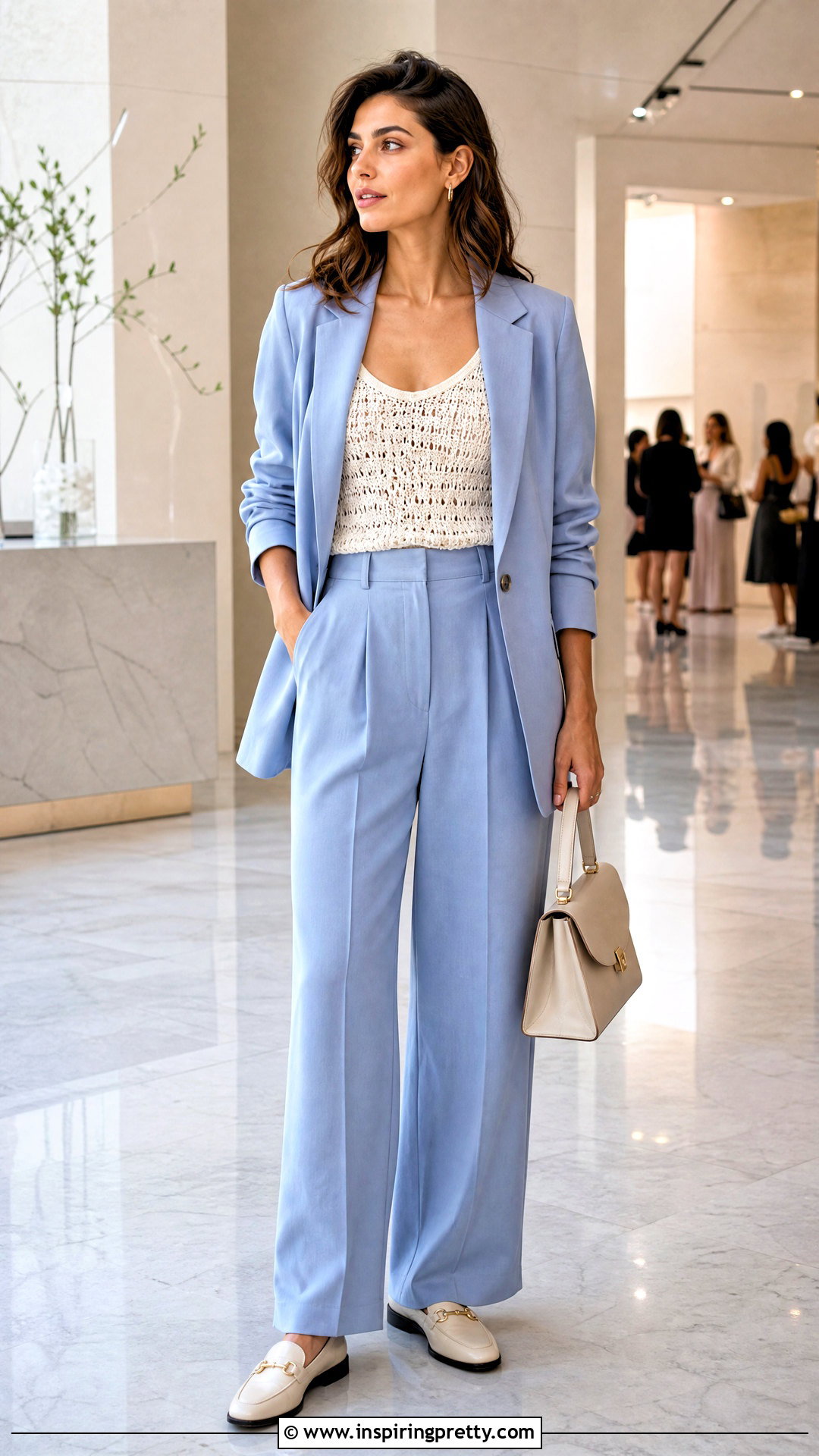 Crochet Dainty Top With Relaxed Suit - 25 crochet dainty top outfit ideas
