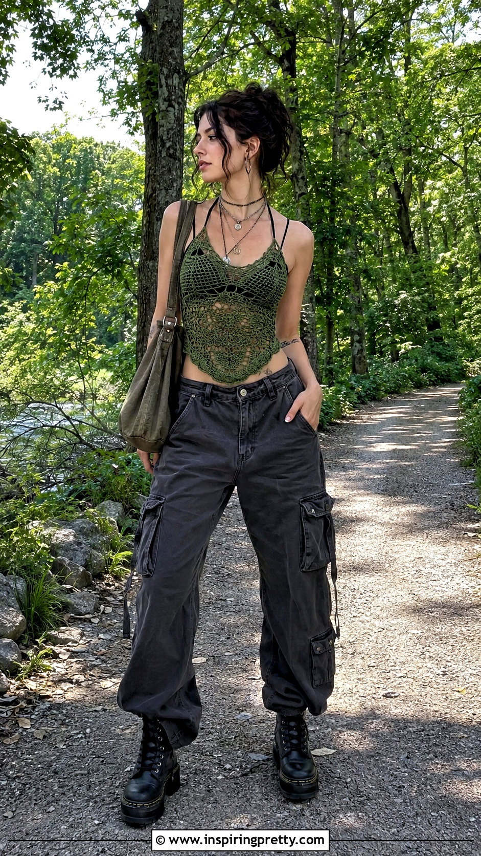 Crochet Fairy Grunge Top With Cargo Pants - 25 Crochet Fairy Grunge Top outfit ideas