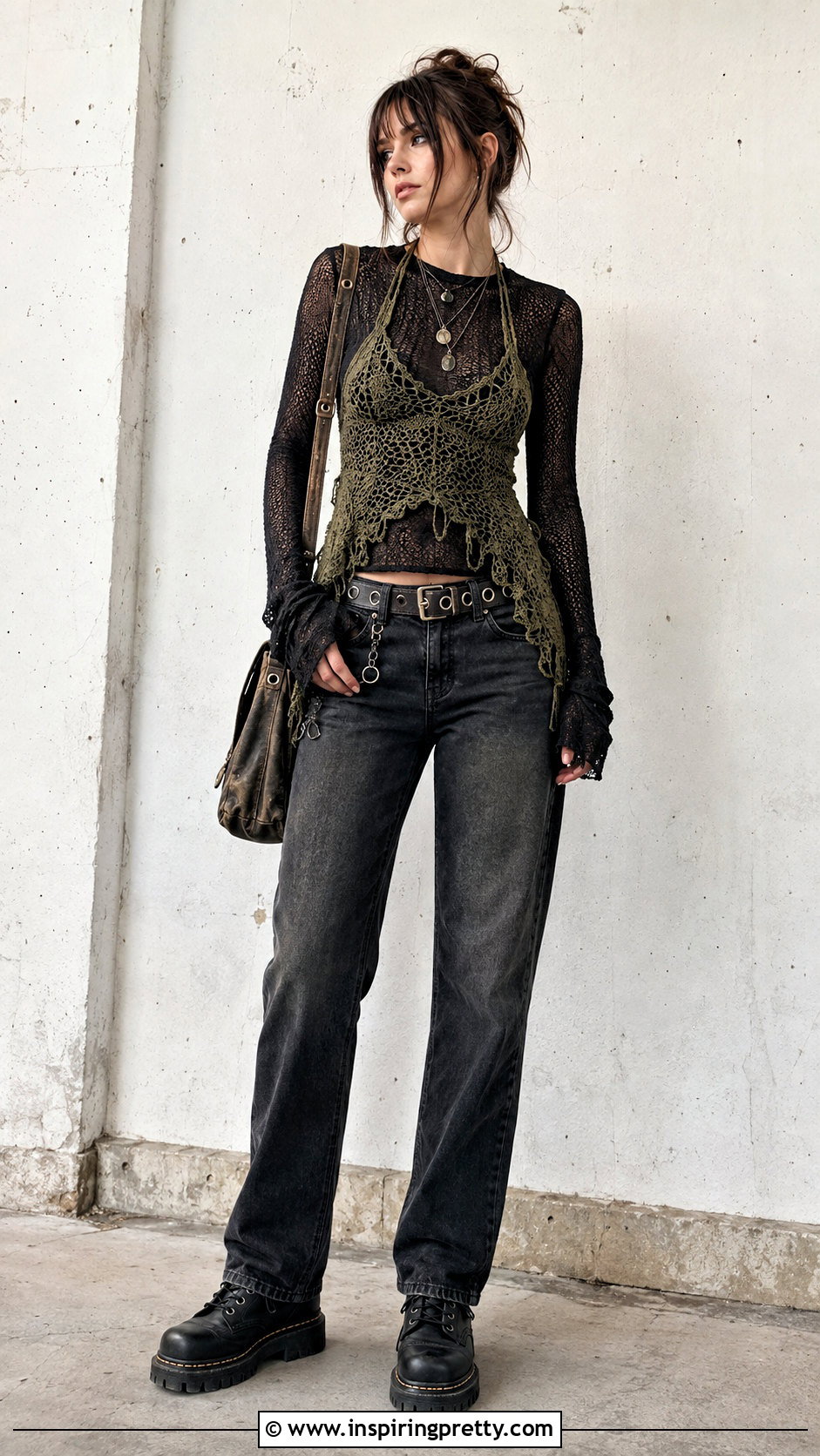 Crochet Fairy Grunge Top With Layered Mesh Shirt - 25 Crochet Fairy Grunge Top outfit ideas