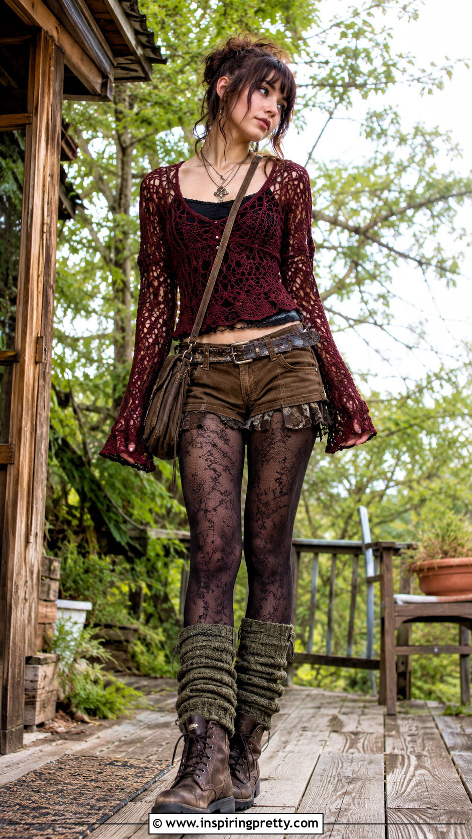 Crochet Fairy Grunge Top With Layered Shorts And Tights - 25 Crochet Fairy Grunge Top outfit ideas