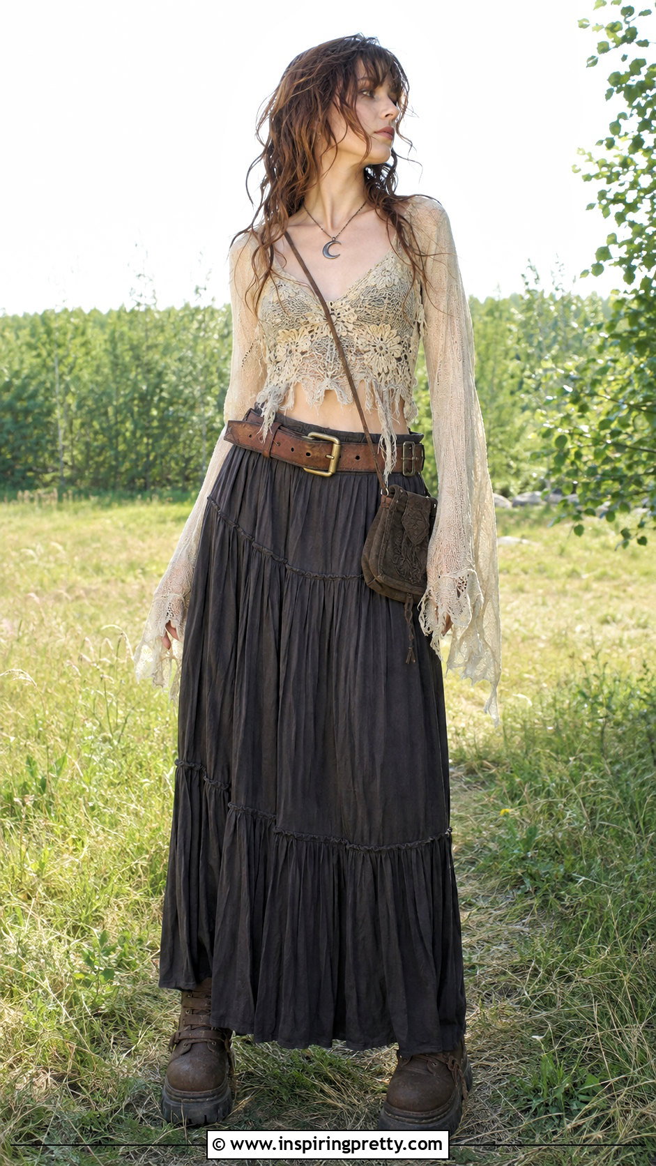Crochet Fairy Grunge Top With Maxi Skirt - 25 Crochet Fairy Grunge Top outfit ideas
