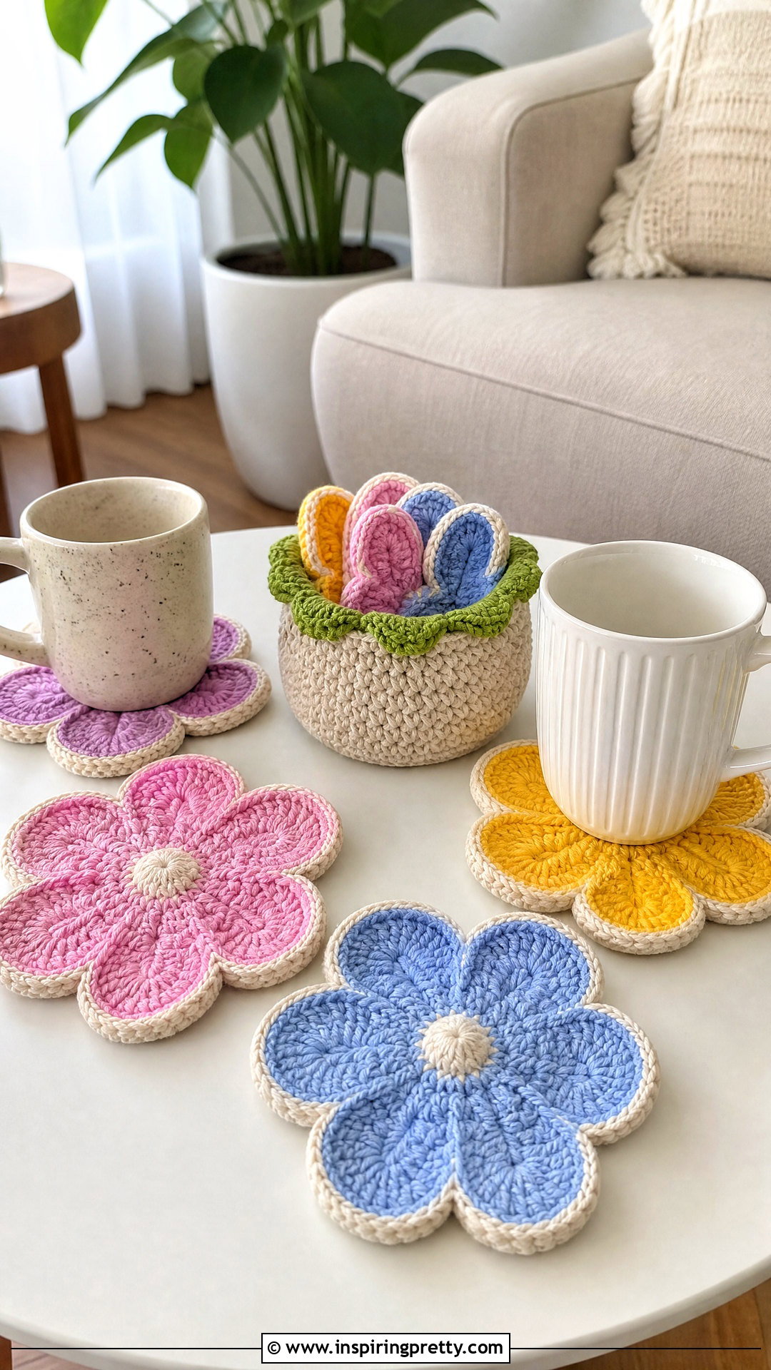 Crochet Flower Pot Coaster - 50 top häkeln ideas