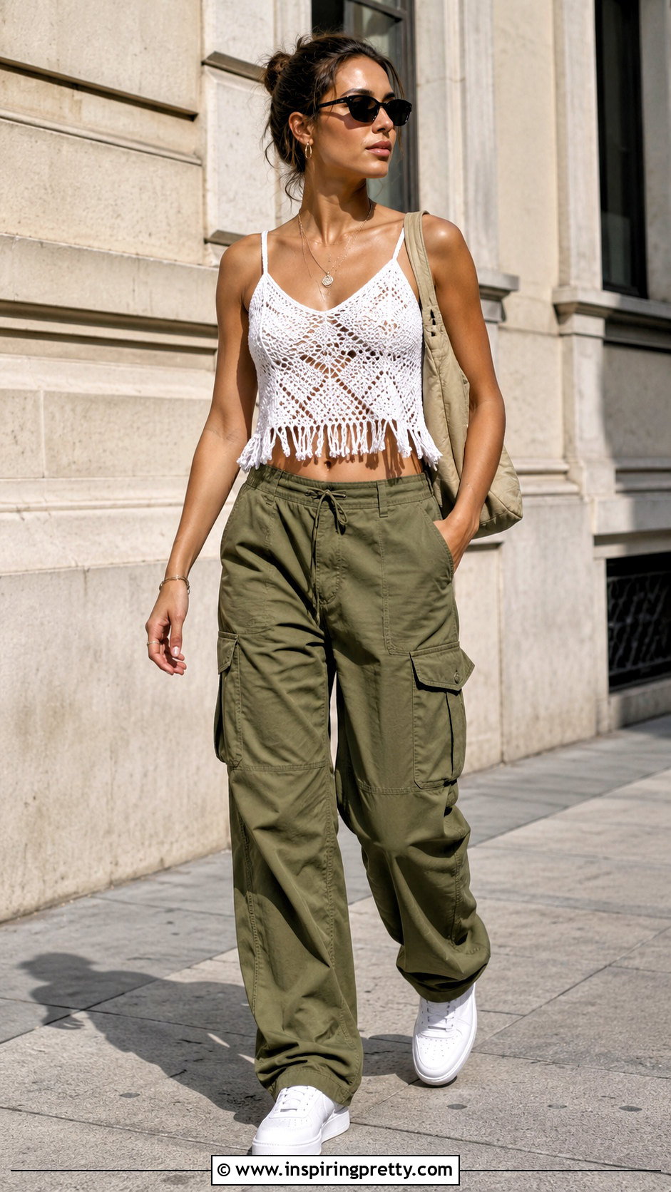 Crochet Fringe Tank Top With Cargo Pants - 20 crochet tops with fringes