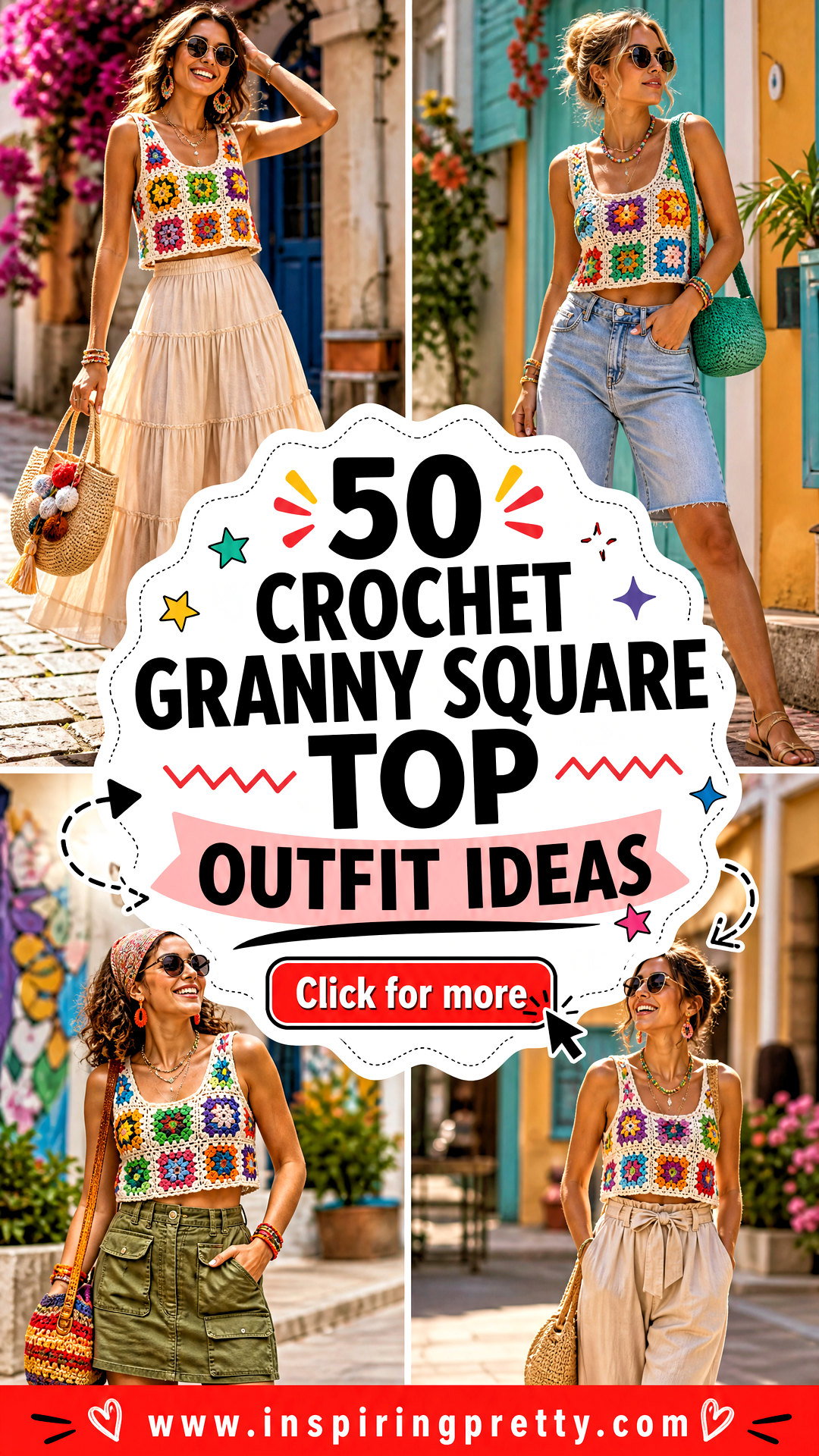 50 Crochet Granny Square Top Outfit Ideas for Colorful Style - 50 Crochet Granny Square Top Outfit Ideas for Colorful Style